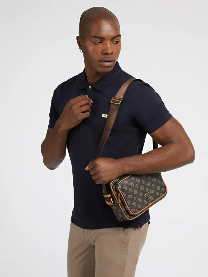 Men Peony 4g Logo Crossbody Bag Brown Guess City Bags