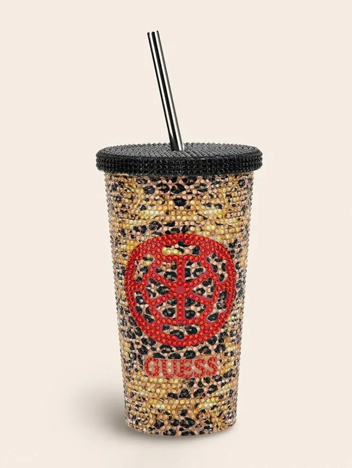 Men Peony Logo Travel Tumbler Cup Black Multi Guess Home Collection