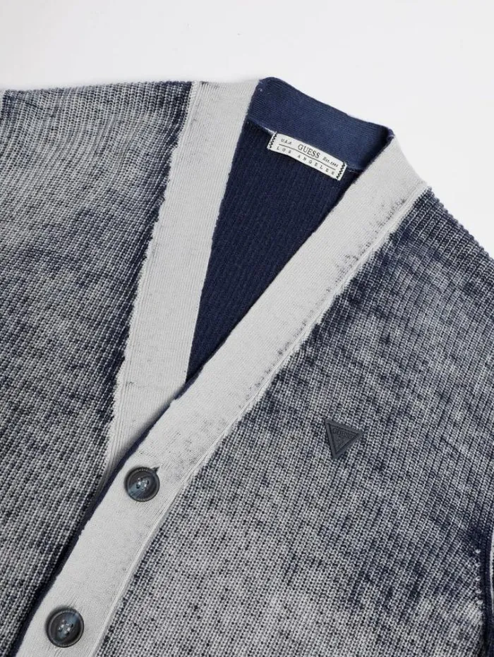 Men Printed Cardigan Blue Guess Knitwear And Sweatshirts