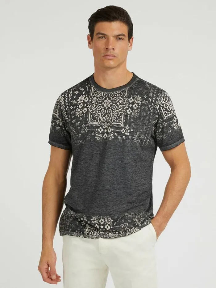 Men Printed Tshirt Grey Multi Guess Tshirts And Polo Shirts