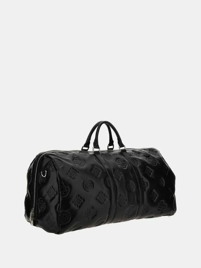 Men Puffed Peony Weekender Black Guess Travel Bags