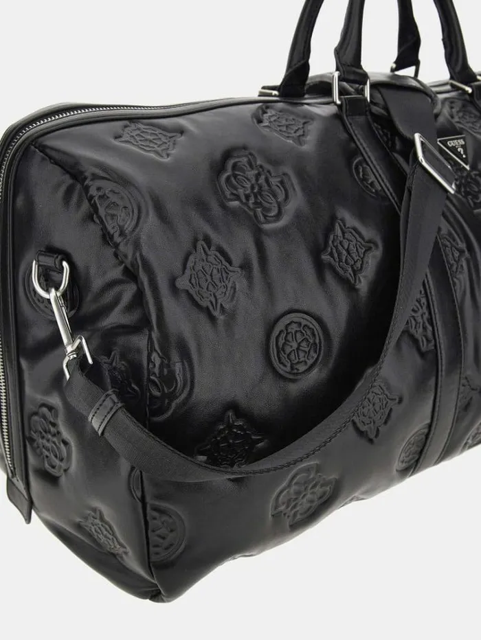 Men Puffed Peony Weekender Black Guess Travel Bags