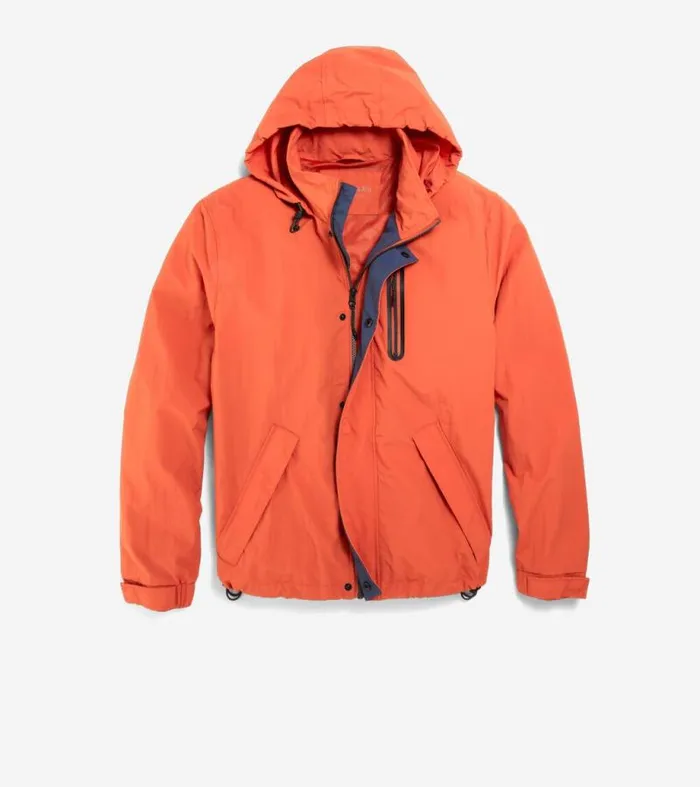 Men Rain Jackets Cole Haan Crinkle Rain Jacket Orange