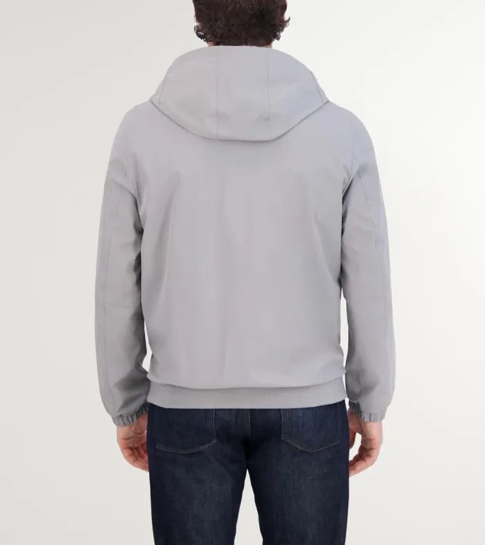 Men Rain Jackets Cole Haan Hooded Jacket With Rib Hem Gray