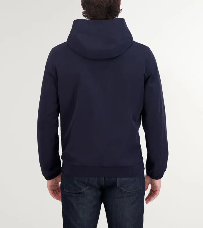 Men Rain Jackets Cole Haan Hooded Jacket With Rib Hem Ink