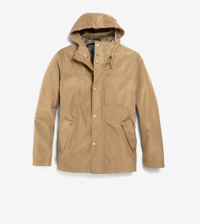 Men Rain Jackets Cole Haan Hooded Rain Jacket Khaki