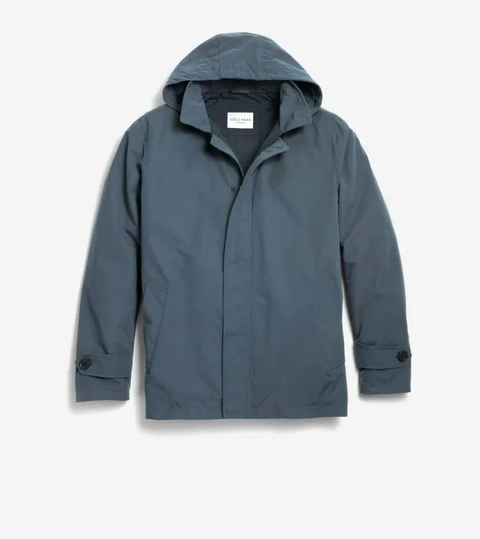 Men Rain Jackets Cole Haan Hooded Rain Jacket Navy