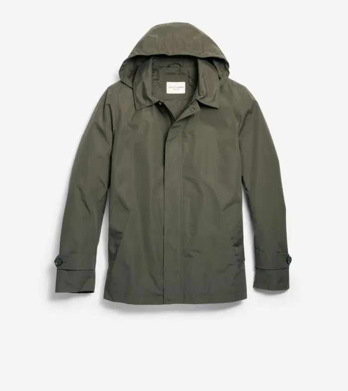 Men Rain Jackets Cole Haan Hooded Rain Jacket Olive