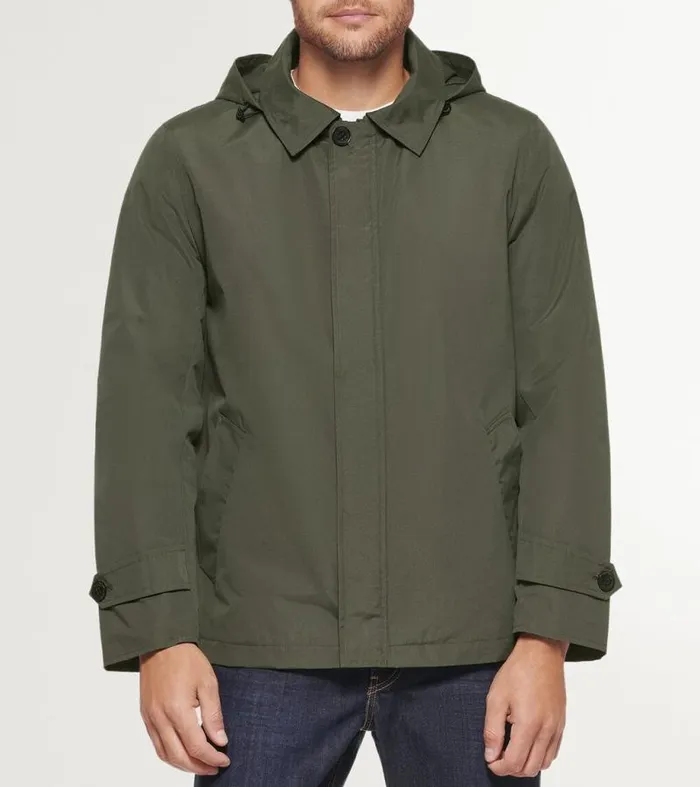 Men Rain Jackets Cole Haan Hooded Rain Jacket Olive