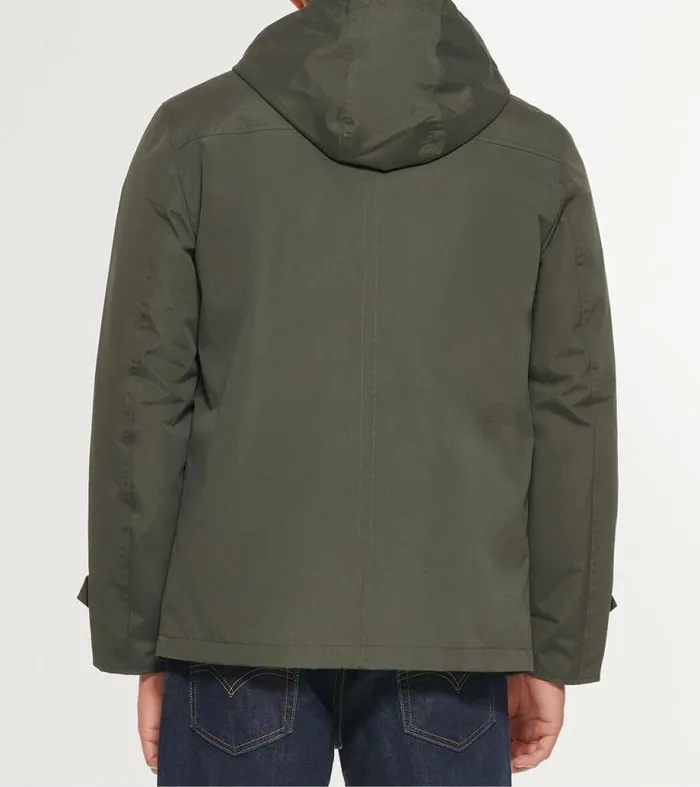 Men Rain Jackets Cole Haan Hooded Rain Jacket Olive