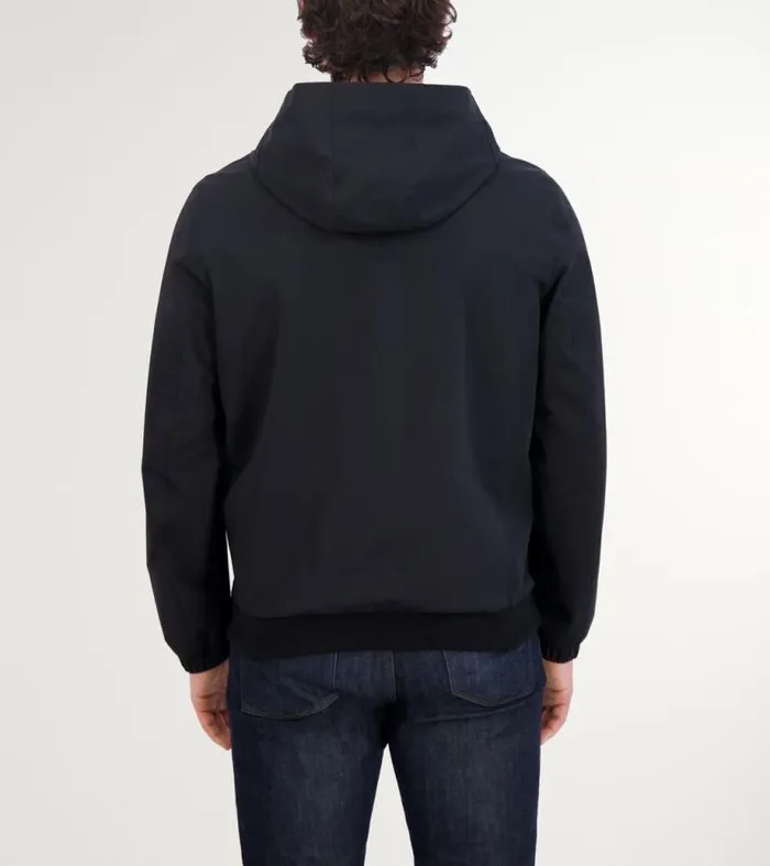 Men Rain Jackets Cole Haan Sleek Nylon Hooded Jacket Black
