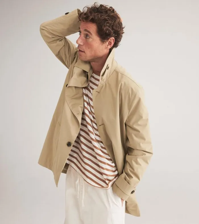 Men Rain Jackets Cole Haan Stand Collar Rain Jacket Khaki
