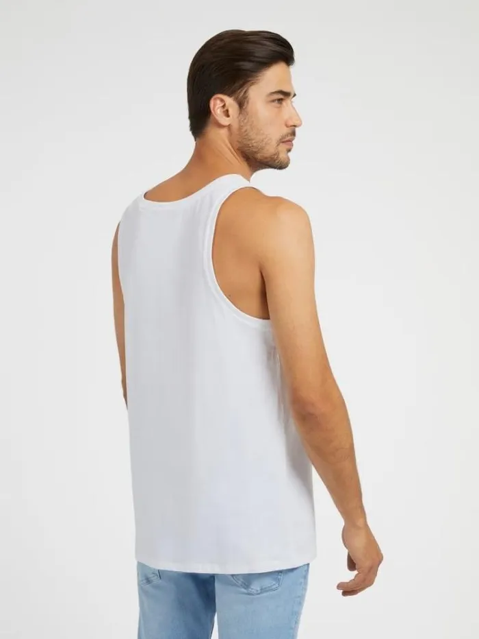 Men Rainbow Triangle Logo Tank Top White Guess Tshirts And Polo Shirts