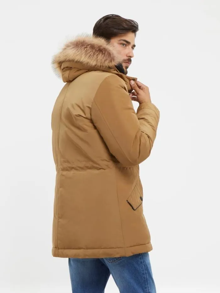 Men Real Down Parka Brown Guess Coats And Jackets