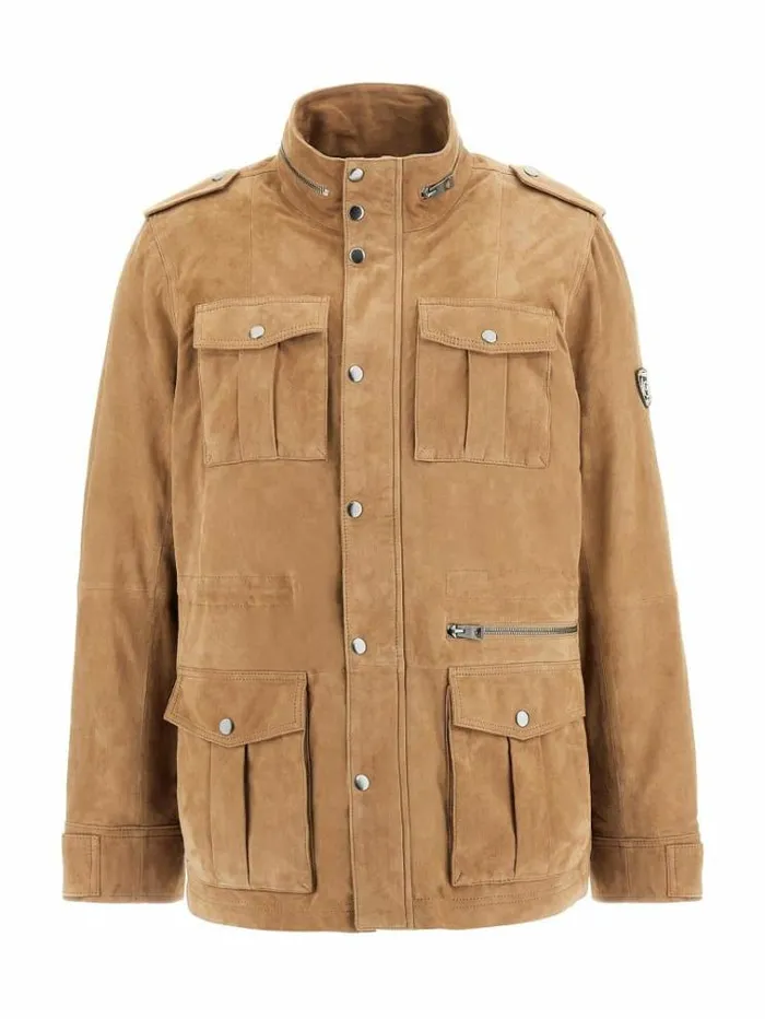 Men Real Suede Jacket Beige Guess Coats And Jackets