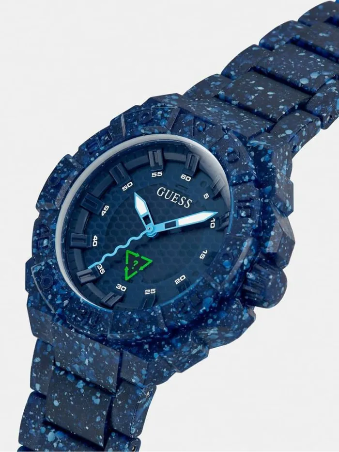 Men Recycled Plastic Analogue Watch Blue Guess Watches