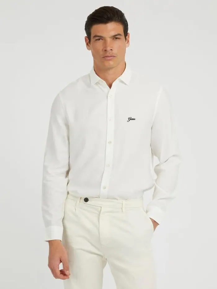 Men Regular Fit Classic Shirt White Guess Shirts