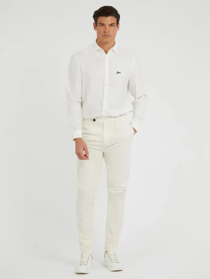 Men Regular Fit Classic Shirt White Guess Shirts