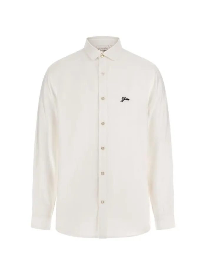 Men Regular Fit Classic Shirt White Guess Shirts
