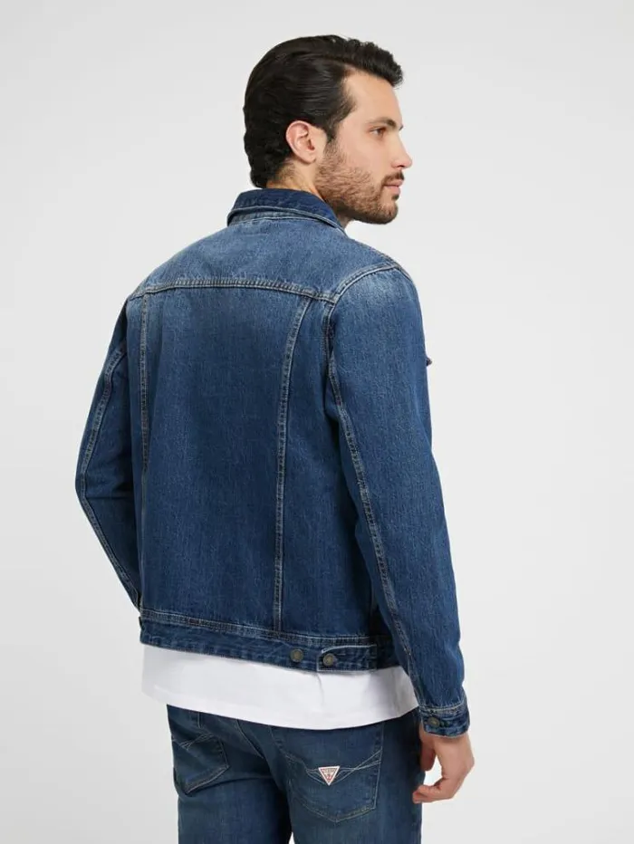 Men Regular Fit Denim Jacket Blue Guess Coats And Jackets