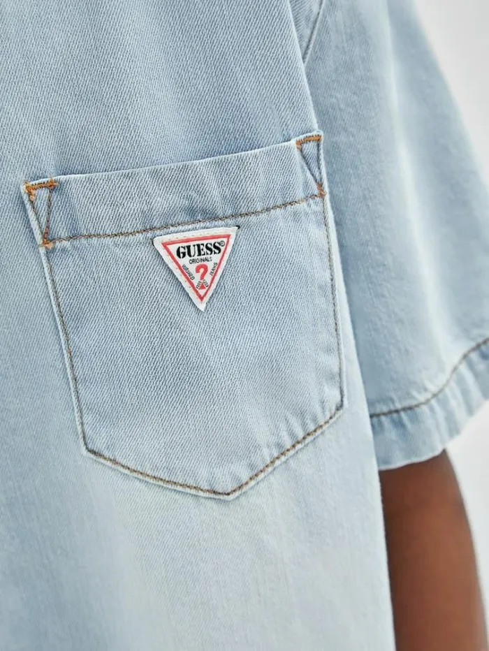 Men Relaxed Denim Shirt Light Blue Guess Shirts