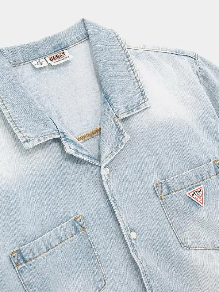 Men Relaxed Denim Shirt Light Blue Guess Shirts
