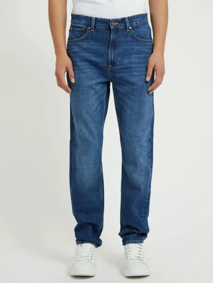 Men Relaxed Fit Denim Pant Blue Guess Regular And Relaxed