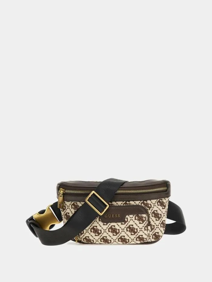 Men Retro 4g Logo Belt Bag Brown Multi Guess Backpacks And Bum Bags