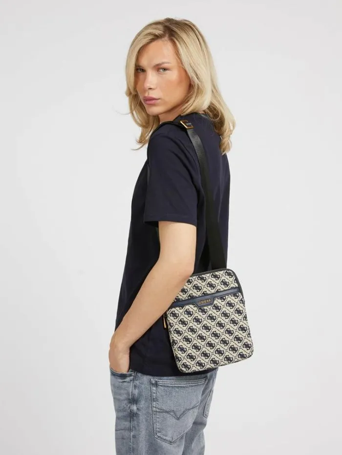 Men Retro 4g Logo Mini Crossbody Blue Multi Guess City Bags