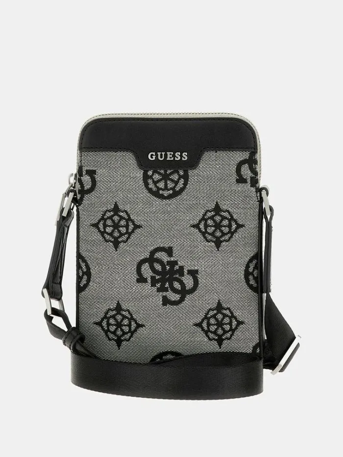 Men Retro 4g Peony Logo Mini Crossbody Black Guess City Bags