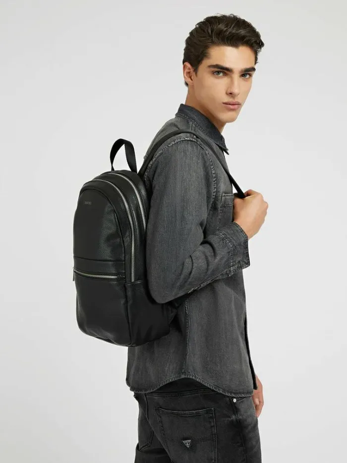 Men Riviera Front Pocket Backpack Black Guess Backpacks And Bum Bags