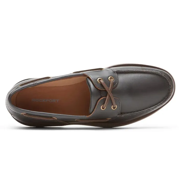 Men Rockport Boat Shoes Perth Boat Shoe Dark Brown Pull Up