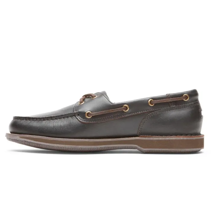 Men Rockport Boat Shoes Perth Boat Shoe Dark Brown Pull Up