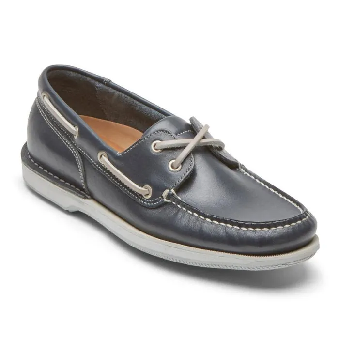Men Rockport Boat Shoes Perth Boat Shoe Navy Leather