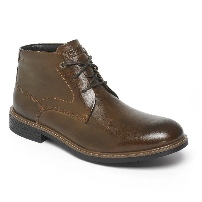 Men Rockport Boots Classic Break Chukka Boot Dark Brown Leather