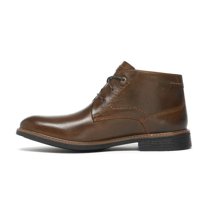 Men Rockport Boots Classic Break Chukka Boot Dark Brown Leather
