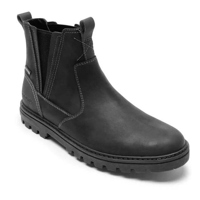 Men Rockport Boots Weather Or Not Waterproof Chelsea Boot Black Leathersuede