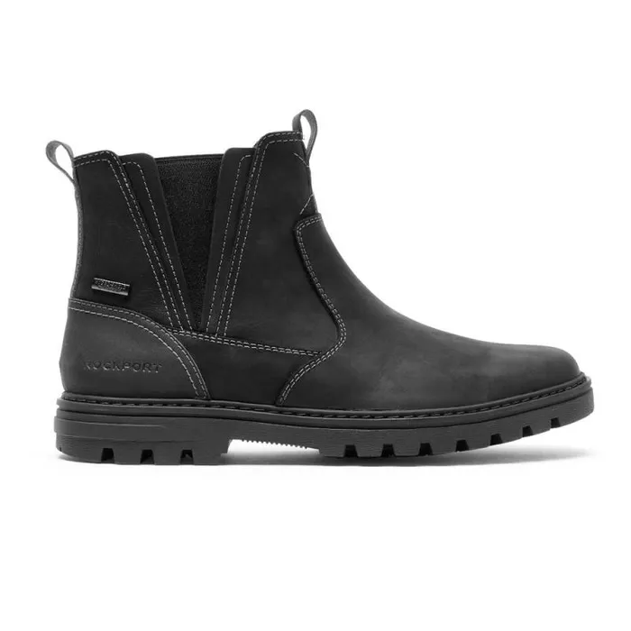 Men Rockport Boots Weather Or Not Waterproof Chelsea Boot Black Leathersuede