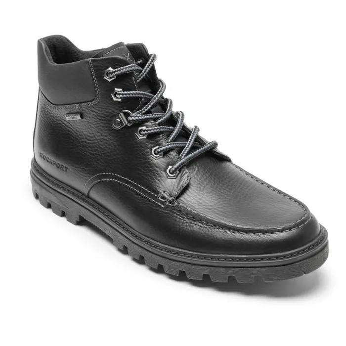 Men Rockport Boots Weather Or Not Waterproof Moc Toe Boot Black Leather