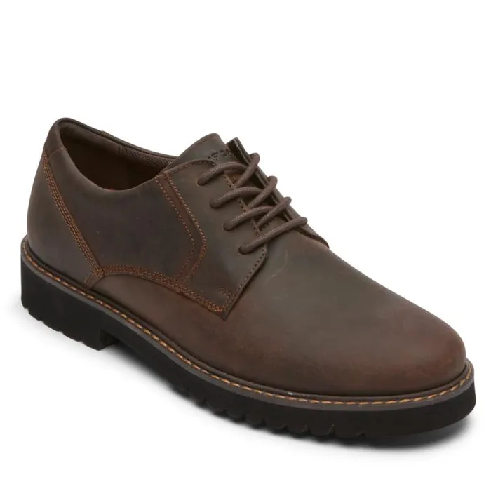 Men Rockport Oxfords and LaceUps Maverick Plain Toe Oxford Dark Brown Leather