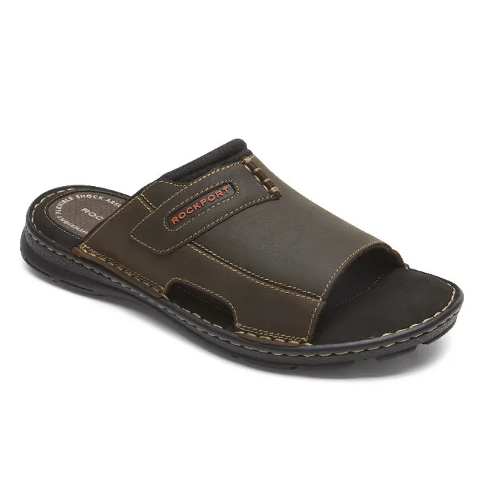 Men Rockport Sandals Darwyn 2 Slide Brown Ii Lea