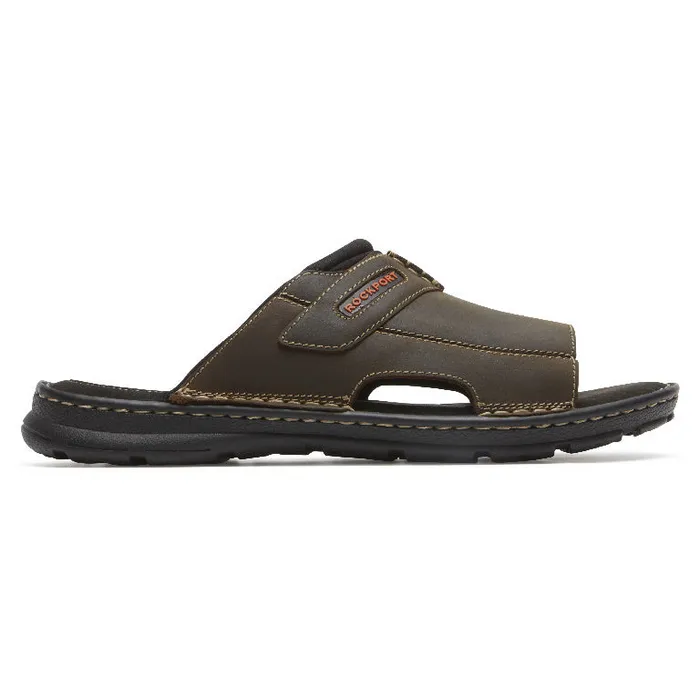 Men Rockport Sandals Darwyn 2 Slide Brown Ii Lea