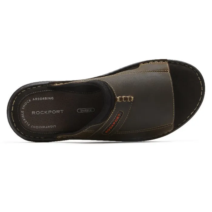 Men Rockport Sandals Darwyn 2 Slide Brown Ii Lea