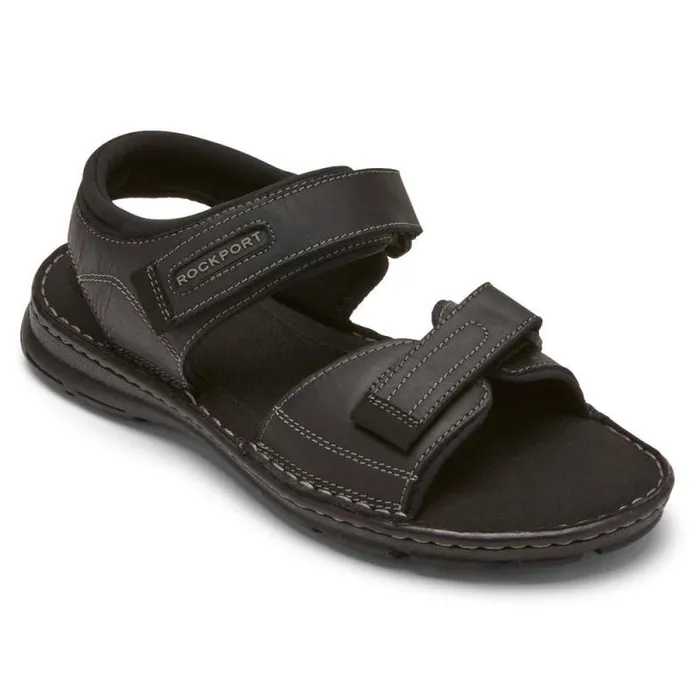 Men Rockport Sandals Darwyn QuarterStrap Sandal Black Leather 2