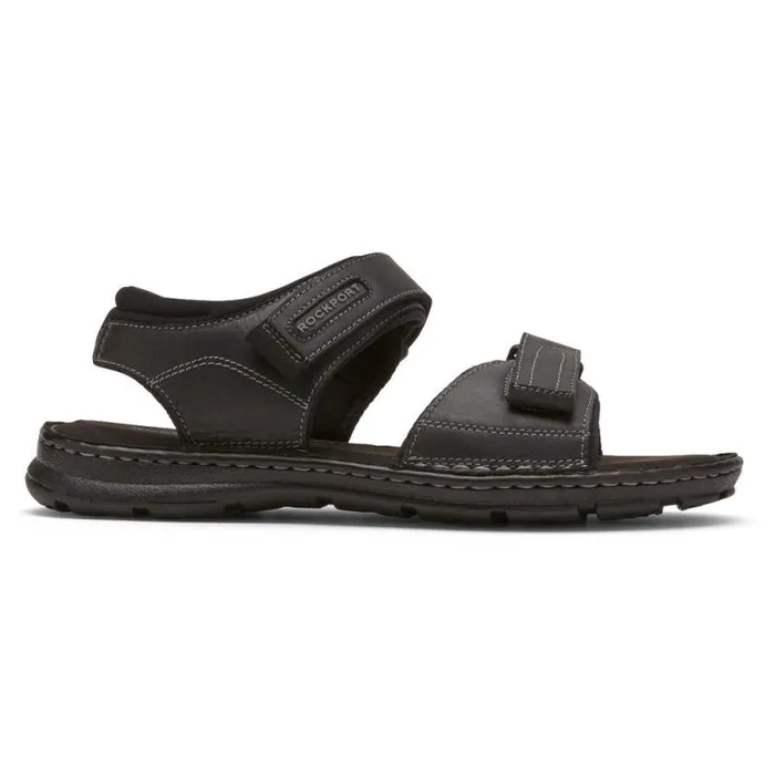 Men Rockport Sandals Darwyn QuarterStrap Sandal Black Leather 2
