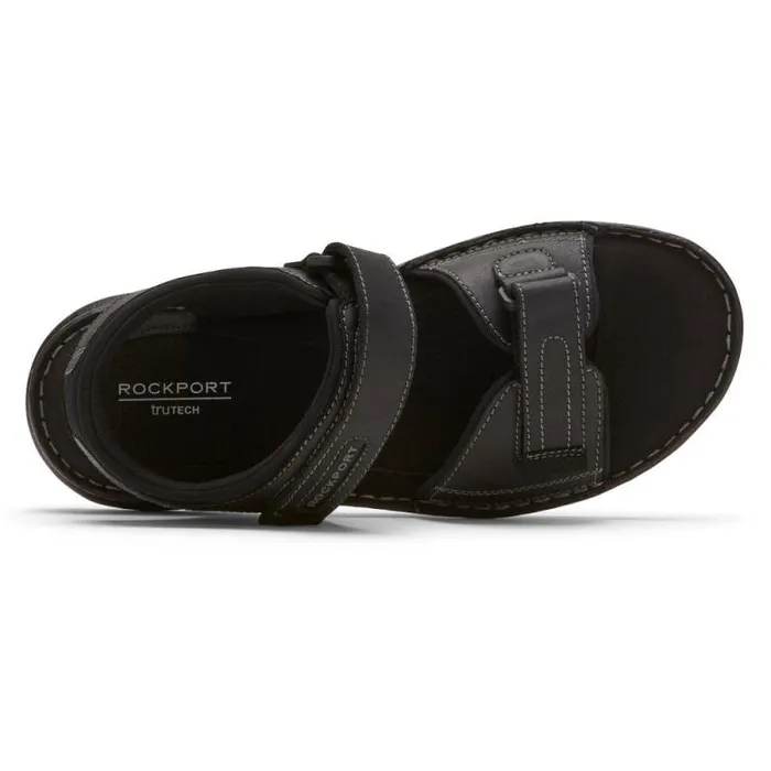 Men Rockport Sandals Darwyn QuarterStrap Sandal Black Leather 2