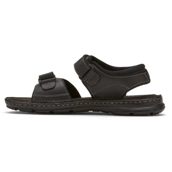Men Rockport Sandals Darwyn QuarterStrap Sandal Black Leather 2