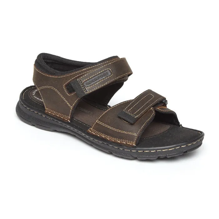 Men Rockport Sandals Darwyn QuarterStrap Sandal Brown Ii Leather