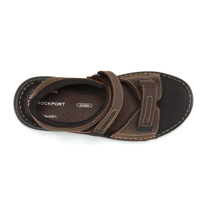 Men Rockport Sandals Darwyn QuarterStrap Sandal Brown Ii Leather