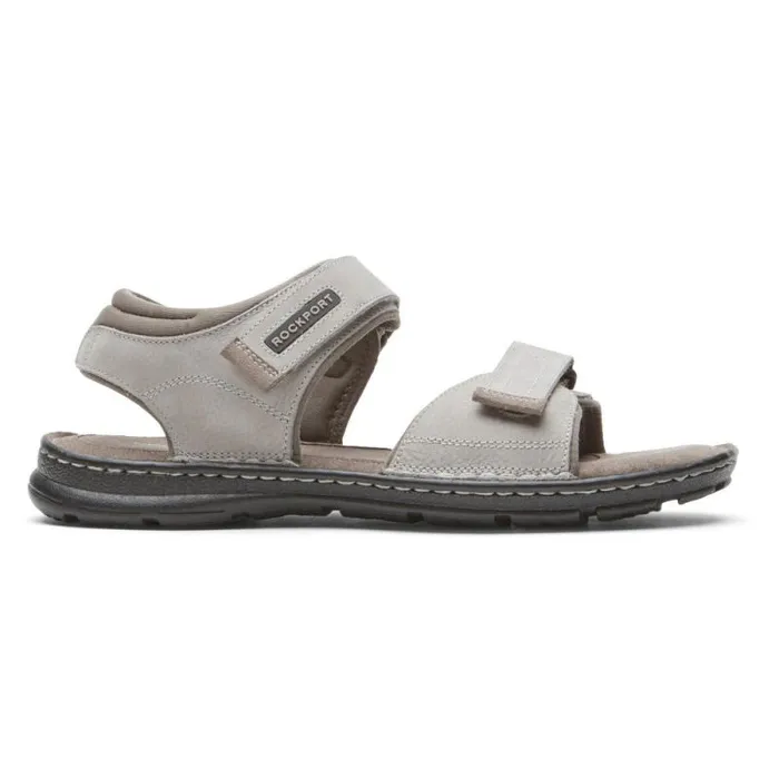 Men Rockport Sandals Darwyn QuarterStrap Sandal Stone Nubuck